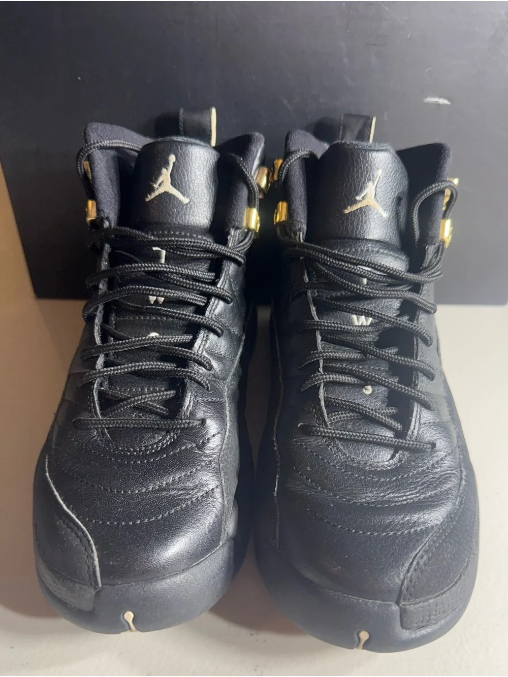 Jordan 12 Retro “The Master” Black White Metallic Gold Size 7Y (GS)